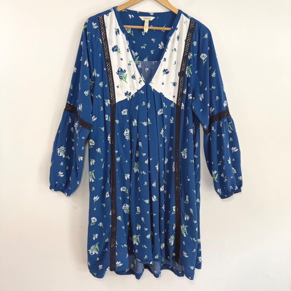 Matilda Jane Crochet Lace Dress Blue Floral Flowy Boho Cottagecore Peasant XL